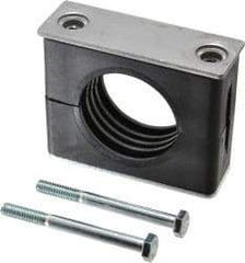 HYDAC - 3.46" Wide x 2.83" High x 1.18" Deep, Polypropylene Standard Duty Vibration-Control Clamp - Carbon Steel Plate, For 1-1/2" Pipe, Mount with Weld Plate, Top Plate, Plastic Clamp Pair, Bolts - USA Tool & Supply