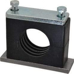 HYDAC - 5.51" Wide x 4.33" High x 1.77" Deep, Polypropylene Heavy Duty Vibration-Control Clamp - Carbon Steel Plate, For 2" Pipe, Mount with Weld Plate, Top Plate, Plastic Clamp Pair, Bolts - USA Tool & Supply