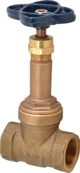 NIBCO - 3/4" Pipe, Class 125, Threaded Bronze Solid Wedge Rising Stem Gate Valve - 200 WOG, 125 WSP, Union Bonnet - USA Tool & Supply