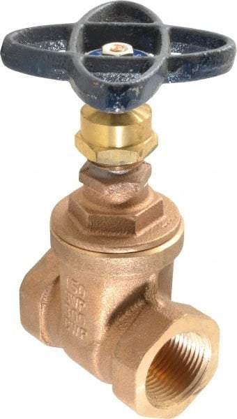 NIBCO - 1" Pipe, Class 150, Threaded Bronze Solid Wedge Stem Gate Valve - 300 WOG, 150 WSP, Screw-In Bonnet - USA Tool & Supply