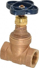 NIBCO - 3/4" Pipe, Class 150, Threaded Bronze Solid Wedge Stem Gate Valve - 300 WOG, 150 WSP, Screw-In Bonnet - USA Tool & Supply