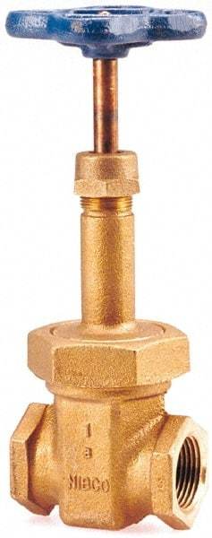 NIBCO - 4" Pipe, Class 150, Threaded Bronze Solid Wedge Rising Stem Gate Valve - 300 WOG, 150 WSP, Bolted Bonnet - USA Tool & Supply