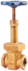 NIBCO - 1/4" Pipe, Class 150, Threaded Bronze Solid Wedge Rising Stem Gate Valve - 300 WOG, 150 WSP, Bolted Bonnet - USA Tool & Supply