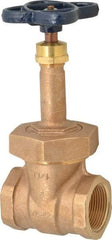 NIBCO - 1-1/4" Pipe, Class 150, Threaded Bronze Solid Wedge Rising Stem Gate Valve - 300 WOG, 150 WSP, Bolted Bonnet - USA Tool & Supply