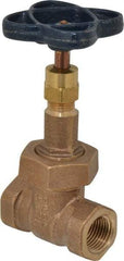 NIBCO - 1/2" Pipe, Class 150, Threaded Bronze Solid Wedge Rising Stem Gate Valve - 300 WOG, 150 WSP, Bolted Bonnet - USA Tool & Supply