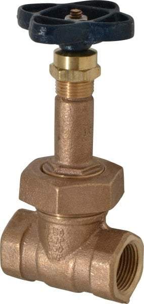 NIBCO - 3/4" Pipe, Class 150, Threaded Bronze Solid Wedge Rising Stem Gate Valve - 300 WOG, 150 WSP, Bolted Bonnet - USA Tool & Supply