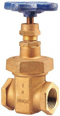 NIBCO - 1/4" Pipe, Class 150, Threaded Bronze Solid Wedge Stem Gate Valve - 300 WOG, 150 WSP, Union Bonnet - USA Tool & Supply