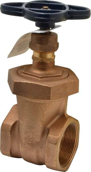 NIBCO - 2" Pipe, Class 150, Threaded Bronze Solid Wedge Stem Gate Valve - 300 WOG, 150 WSP, Union Bonnet - USA Tool & Supply