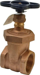 NIBCO - 2" Pipe, Class 150, Threaded Bronze Solid Wedge Stem Gate Valve - 300 WOG, 150 WSP, Union Bonnet - USA Tool & Supply