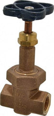 NIBCO - 1/2" Pipe, Class 200, Threaded Bronze Alloy Solid Wedge Rising Stem Gate Valve - 400 WOG, 200 WSP, Union Bonnet - USA Tool & Supply