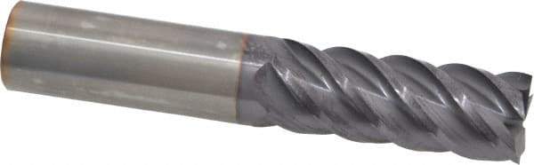 Niagara Cutter - 5/8", 1-5/8" LOC, 5/8" Shank Diam, 3-1/2" OAL, 5 Flute, Solid Carbide Square End Mill - Single End, TiAlN Finish, Spiral Flute, 45° Helix, Centercutting, Right Hand Cut, Right Hand Flute, Series S545 - USA Tool & Supply