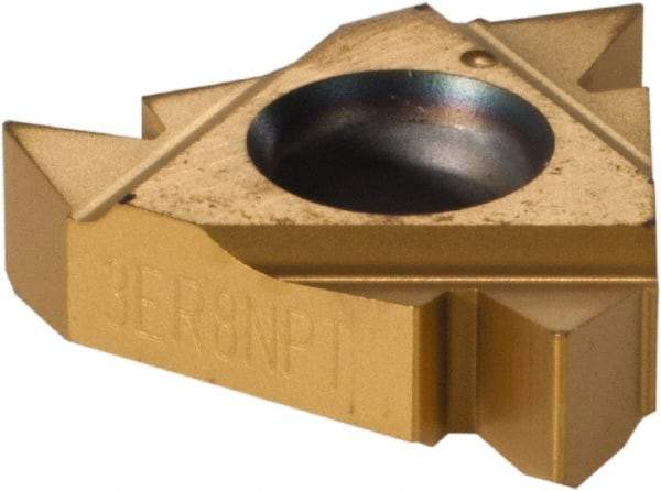 Vargus - 3ER External Right Hand 8 NPT Laydown Threading Insert - Grade VKX, TiN Coated Carbide - USA Tool & Supply