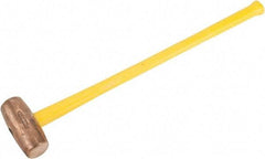 American Hammer - 12 Lb Head Nonsparking Hammer - 34" OAL, 31" Long Fiberglass Handle - USA Tool & Supply