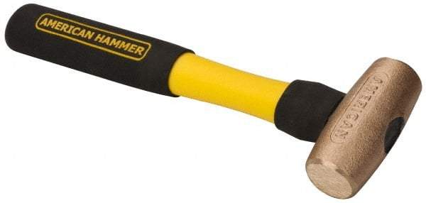 American Hammer - 2 Lb Head Nonsparking Mallet - 12" OAL, 11" Long Fiberglass Handle - USA Tool & Supply