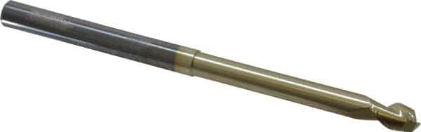 Accupro - 1/4", 3/8" LOC, 1/4" Shank Diam, 4" OAL, 2 Flute, Solid Carbide Square End Mill - Single End, ZrN Finish, Spiral Flute, 45° Helix, Centercutting, Right Hand Cut, Right Hand Flute - USA Tool & Supply
