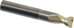 Accupro - 3/8", 1/2" LOC, 3/8" Shank Diam, 2-1/2" OAL, 2 Flute, Solid Carbide Square End Mill - Single End, ZrN Finish, Spiral Flute, 45° Helix, Centercutting, Right Hand Cut, Right Hand Flute - USA Tool & Supply