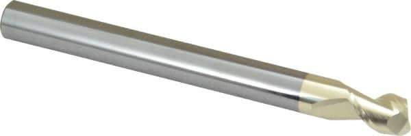 Accupro - 3/8", 1/2" LOC, 3/8" Shank Diam, 4" OAL, 2 Flute, Solid Carbide Square End Mill - Single End, ZrN Finish, Spiral Flute, 45° Helix, Centercutting, Right Hand Cut, Right Hand Flute - USA Tool & Supply