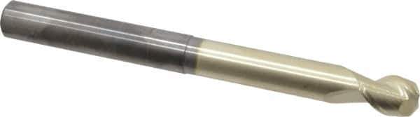 Accupro - 3/8", 1/2" LOC, 3/8" Shank Diam, 4" OAL, 2 Flute, Solid Carbide Square End Mill - Single End, ZrN Finish, Spiral Flute, 45° Helix, Centercutting, Right Hand Cut, Right Hand Flute - USA Tool & Supply