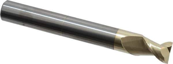 Accupro - 1/2", 5/8" LOC, 1/2" Shank Diam, 4" OAL, 2 Flute, Solid Carbide Square End Mill - Single End, ZrN Finish, Spiral Flute, 45° Helix, Centercutting, Right Hand Cut, Right Hand Flute - USA Tool & Supply