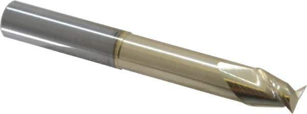 Accupro - 1/2", 5/8" LOC, 1/2" Shank Diam, 4" OAL, 2 Flute, Solid Carbide Square End Mill - Single End, ZrN Finish, Spiral Flute, 45° Helix, Centercutting, Right Hand Cut, Right Hand Flute - USA Tool & Supply