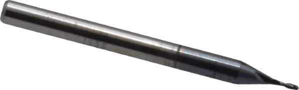 Accupro - 1/32", 3/32" LOC, 1/8" Shank Diam, 1-1/2" OAL, 2 Flute, Solid Carbide Square End Mill - Single End, AlTiN Finish, Spiral Flute, 30° Helix, Centercutting, Right Hand Cut, Right Hand Flute - USA Tool & Supply