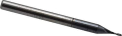 Accupro - 1/32", 3/32" LOC, 1/8" Shank Diam, 1-1/2" OAL, 2 Flute, Solid Carbide Square End Mill - Single End, AlTiN Finish, Spiral Flute, 30° Helix, Centercutting, Right Hand Cut, Right Hand Flute - USA Tool & Supply