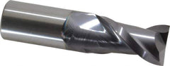 Accupro - 1", 1-3/4" LOC, 1" Shank Diam, 4" OAL, 2 Flute, Solid Carbide Square End Mill - Single End, AlTiN Finish, Spiral Flute, 40° Helix, Centercutting, Right Hand Cut, Right Hand Flute - USA Tool & Supply