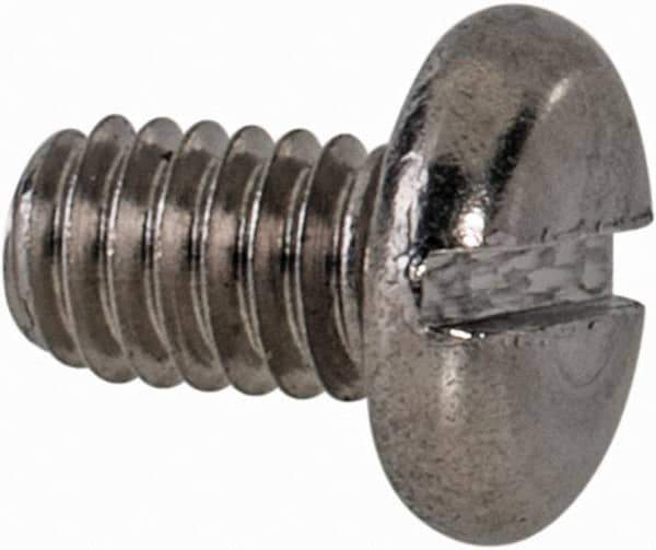 Value Collection - M2.5x0.45 Metric Coarse, 4mm Length Under Head Slotted Drive Machine Screw - Pan Head, Grade 18-8 & A2 Stainless Steel, Uncoated, Without Washer - USA Tool & Supply