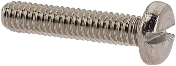 Value Collection - M2.5x0.45 Metric Coarse, 12mm Length Under Head Slotted Drive Machine Screw - Pan Head, Grade 18-8 & A2 Stainless Steel, Uncoated, Without Washer - USA Tool & Supply