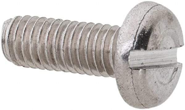 Value Collection - M3x0.50 Metric Coarse, 8mm Length Under Head Slotted Drive Machine Screw - Pan Head, Grade 18-8 & A2 Stainless Steel, Uncoated, Without Washer - USA Tool & Supply