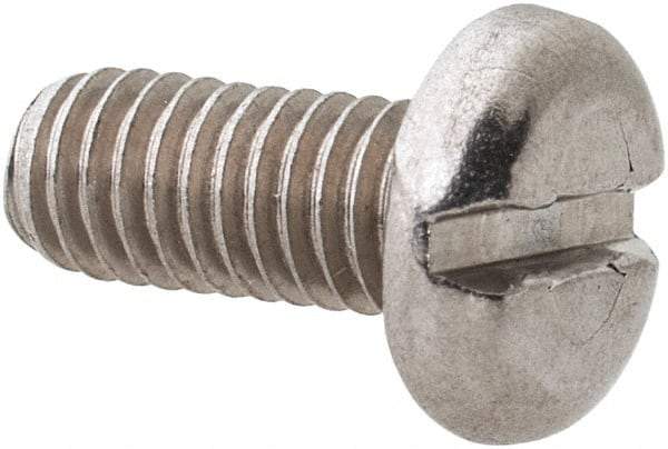 Value Collection - M3.5x0.60 Metric Coarse, 8mm Length Under Head Slotted Drive Machine Screw - Pan Head, Grade 18-8 & A2 Stainless Steel, Uncoated, Without Washer - USA Tool & Supply