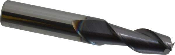 Accupro - 13/32", 1" LOC, 7/16" Shank Diam, 2-3/4" OAL, 2 Flute, Solid Carbide Square End Mill - Single End, AlTiN Finish, Spiral Flute, 40° Helix, Centercutting, Right Hand Cut, Right Hand Flute - USA Tool & Supply