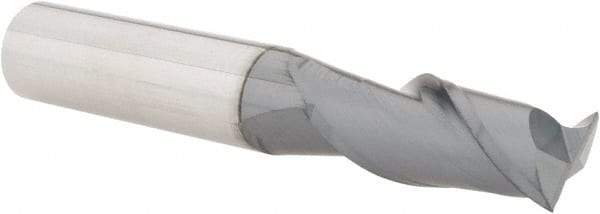 Accupro - 7/16", 1" LOC, 7/16" Shank Diam, 2-3/4" OAL, 2 Flute, Solid Carbide Square End Mill - Single End, AlTiN Finish, Spiral Flute, 40° Helix, Centercutting, Right Hand Cut, Right Hand Flute - USA Tool & Supply