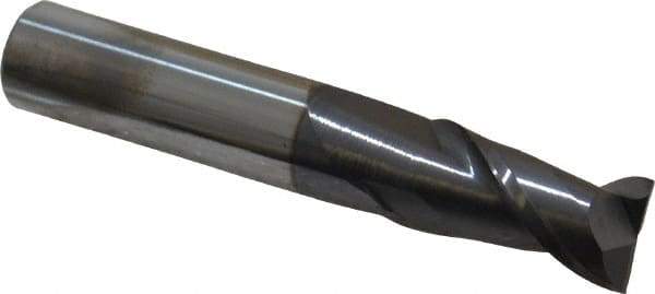 Accupro - 1/2", 1" LOC, 1/2" Shank Diam, 3" OAL, 2 Flute, Solid Carbide Square End Mill - Single End, AlTiN Finish, Spiral Flute, 40° Helix, Centercutting, Right Hand Cut, Right Hand Flute - USA Tool & Supply