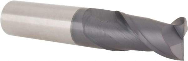Accupro - 5/8", 1-1/4" LOC, 5/8" Shank Diam, 3-1/2" OAL, 2 Flute, Solid Carbide Square End Mill - Single End, AlTiN Finish, Spiral Flute, 40° Helix, Centercutting, Right Hand Cut, Right Hand Flute - USA Tool & Supply