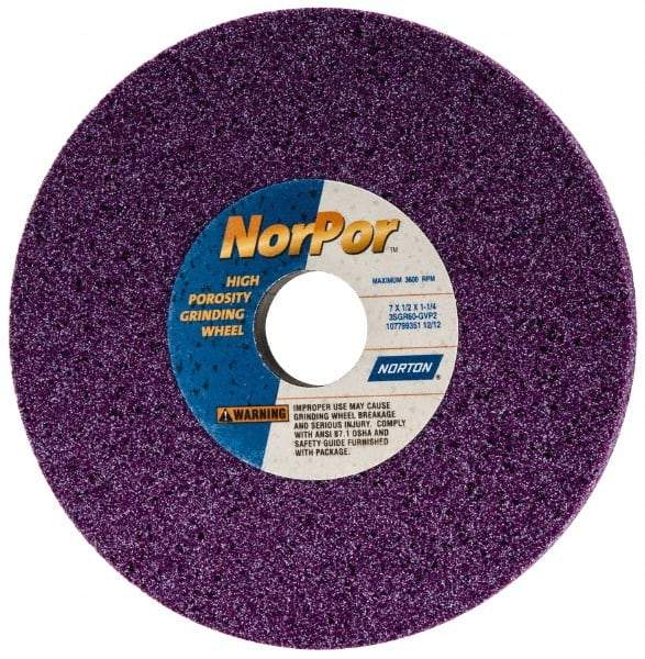 Norton - 7" Diam x 1-1/4" Hole x 1/2" Thick, G Hardness, 60 Grit Surface Grinding Wheel - Ceramic, Type 1, Medium Grade, 3,600 Max RPM, Vitrified Bond, No Recess - USA Tool & Supply