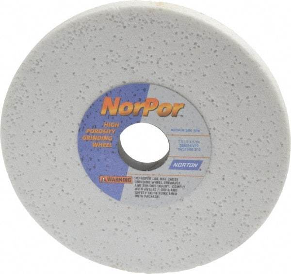 Norton - 7" Diam x 1-1/4" Hole x 1/2" Thick, H Hardness, 60 Grit Surface Grinding Wheel - Aluminum Oxide, Type 1, Medium Grade, 3,600 Max RPM, Vitrified Bond, No Recess - USA Tool & Supply