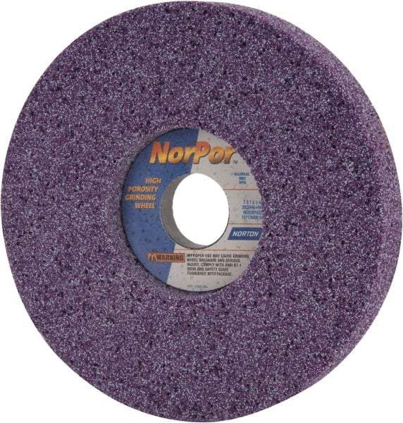 Norton - 7" Diam x 1-1/4" Hole x 1" Thick, H Hardness, 46 Grit Surface Grinding Wheel - Ceramic, Type 5, Coarse Grade, 3,600 Max RPM, Vitrified Bond, One-Side Recess - USA Tool & Supply