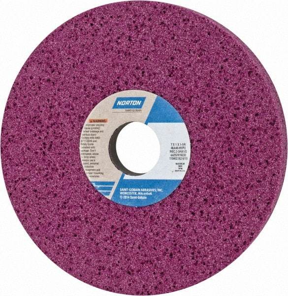 Norton - 7" Diam x 1-1/4" Hole x 1" Thick, H Hardness, 46 Grit Surface Grinding Wheel - Aluminum Oxide, Type 5, Coarse Grade, 3,600 Max RPM, Vitrified Bond, One-Side Recess - USA Tool & Supply
