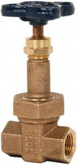 NIBCO - 1/2" Pipe, Class 300, Threaded Bronze Alloy Solid Wedge Rising Stem Gate Valve - 600 WOG, 300 WSP, Union Bonnet - USA Tool & Supply