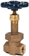 NIBCO - 1/4" Pipe, Class 300, Threaded Bronze Alloy Solid Wedge Rising Stem Gate Valve - 600 WOG, 300 WSP, Union Bonnet - USA Tool & Supply