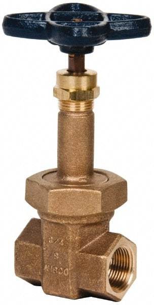 NIBCO - 3/4" Pipe, Class 300, Threaded Bronze Alloy Solid Wedge Rising Stem Gate Valve - 600 WOG, 300 WSP, Union Bonnet - USA Tool & Supply
