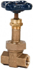 NIBCO - 3/8" Pipe, Class 300, Threaded Bronze Alloy Solid Wedge Rising Stem Gate Valve - 600 WOG, 300 WSP, Union Bonnet - USA Tool & Supply