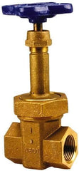 NIBCO - 3/4" Pipe, Class 300, Threaded Bronze Alloy Solid Wedge Rising Stem Gate Valve with Stainless Steel Trim - 600 WOG, 300 WSP, Union Bonnet - USA Tool & Supply