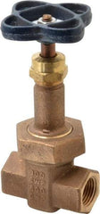 NIBCO - 1/2" Pipe, Class 300, Threaded Bronze Alloy Solid Wedge Rising Stem Gate Valve with Stainless Steel Trim - 600 WOG, 300 WSP, Union Bonnet - USA Tool & Supply