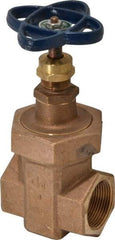 NIBCO - 1-1/4" Pipe, Class 300, Threaded Bronze Alloy Solid Wedge Stem Gate Valve - 600 WOG, 300 WSP, Union Bonnet - USA Tool & Supply