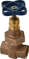 NIBCO - 1/2" Pipe, Class 300, Threaded Bronze Alloy Solid Wedge Stem Gate Valve - 600 WOG, 300 WSP, Union Bonnet - USA Tool & Supply
