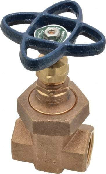 NIBCO - 3/4" Pipe, Class 300, Threaded Bronze Alloy Solid Wedge Stem Gate Valve - 600 WOG, 300 WSP, Union Bonnet - USA Tool & Supply
