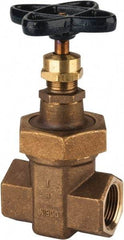 NIBCO - Class 300, Threaded Bronze Alloy Solid Wedge Stem Gate Valve with Stainless Steel Trim - 600 WOG, 300 WSP, Union Bonnet - USA Tool & Supply