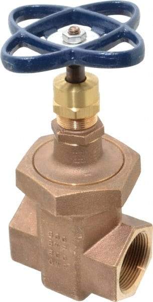 NIBCO - 1-1/2" Pipe, Class 300, Threaded Bronze Alloy Solid Wedge Stem Gate Valve with Stainless Steel Trim - 600 WOG, 300 WSP, Union Bonnet - USA Tool & Supply